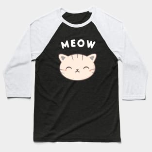 Happy Kawaii Cute Meow Cat Baseball T-Shirt